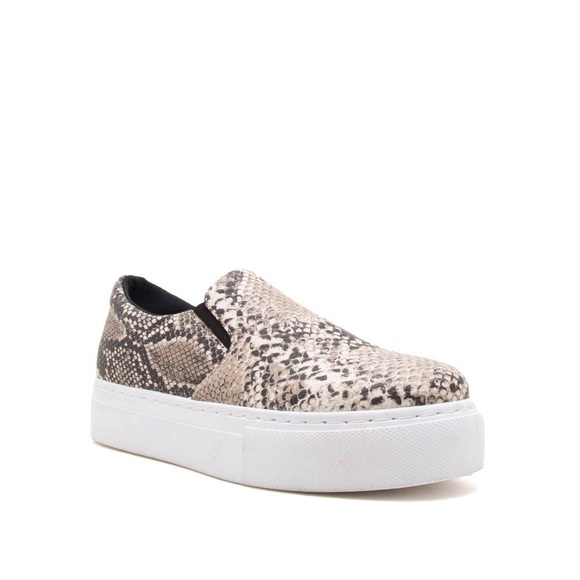 Beige Snakeskin Slip On Sneakers - Picture 2 of 5